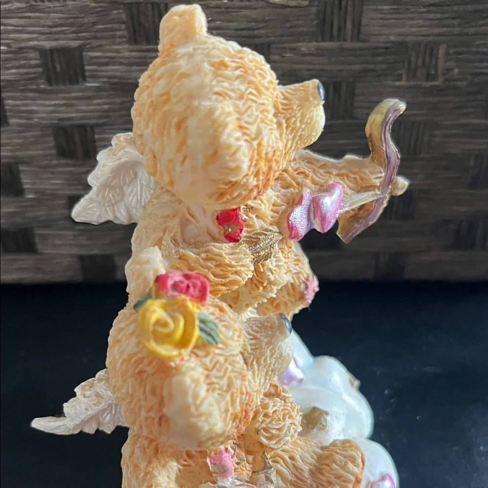 Charming Bear Figurine with Bow and Heart Accents